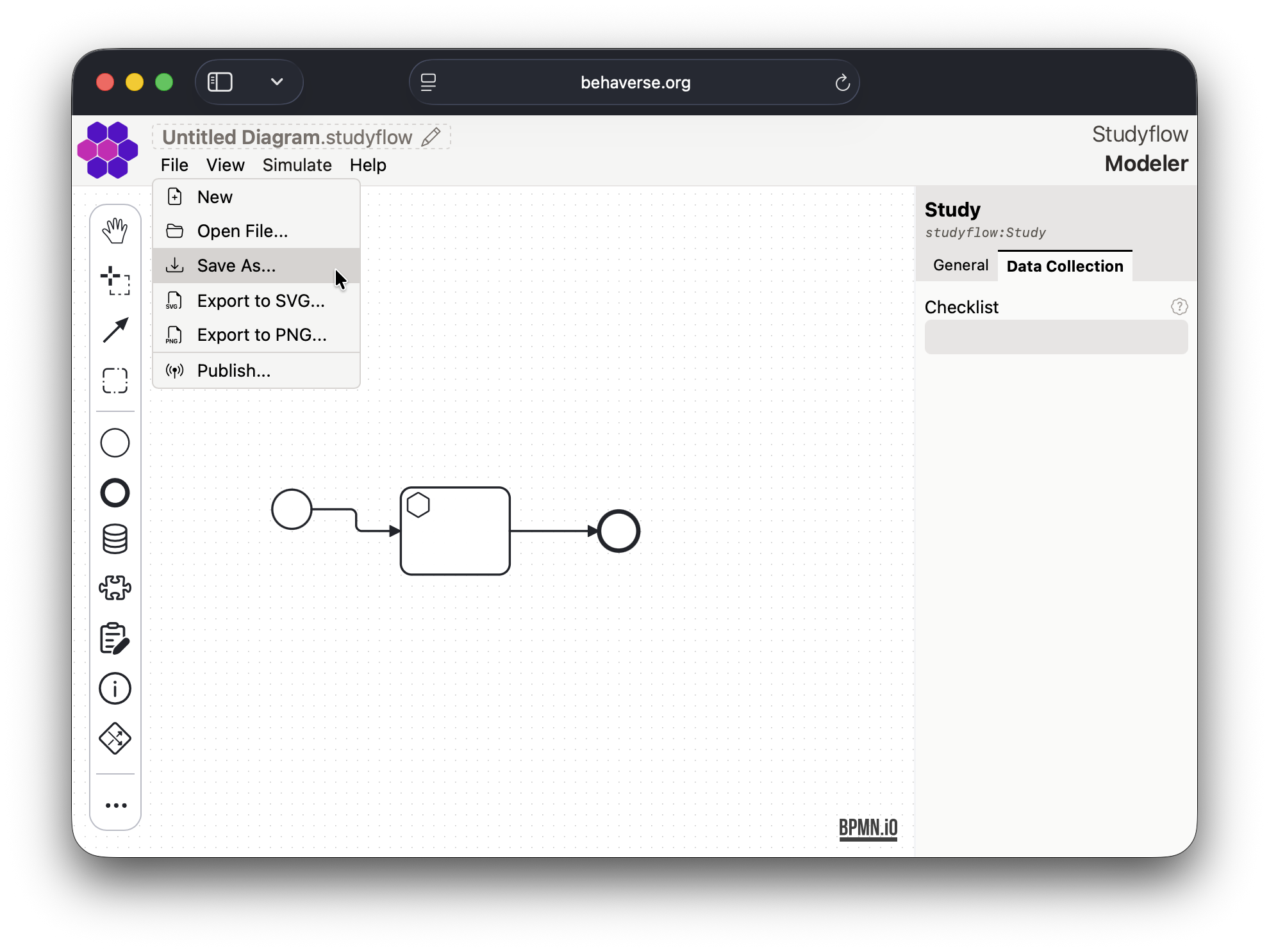 Save as *.studyflow file (XML format)